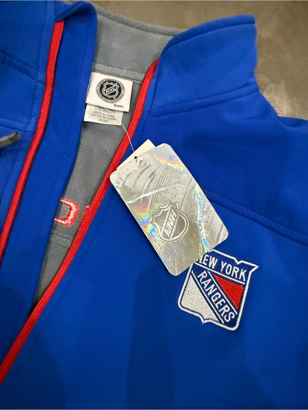 NWT   NHL New York Rangers Royal Blue Jacket with Red Trim